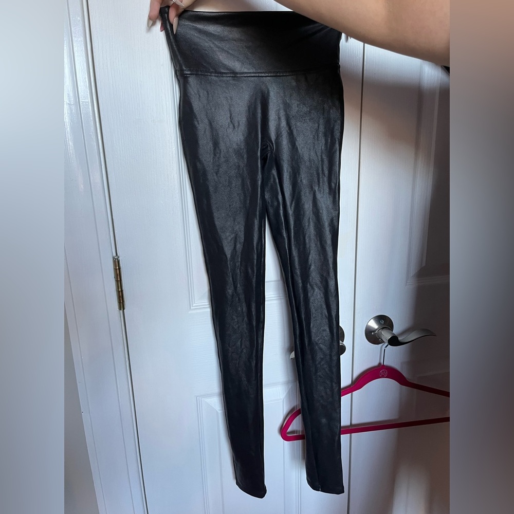 Spanx black faux leather leggings